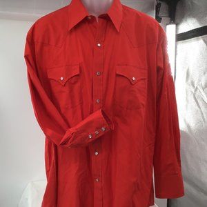 Sheplers -  Red - Snap Button - Large 17/33- Cowboy cut shirt.